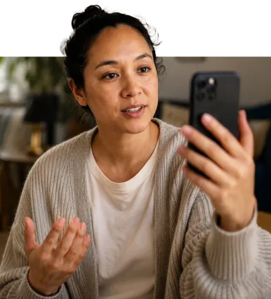 Doctronic patient recording a video testimonial on a phone